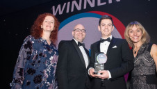 Benedict Orchard (centre-right) and Richard Carter (centre left) collecting the Water Management Award from Michaela Strachan(right) and Anya Ledwith (left)